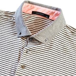 Greyson Gray Stripe Golf Performance Polo Shirt Stretch UV Wicking Wolf Logo XXL